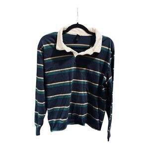 Wild Fable Unisex Oversized Rugby Polo T-Shirt Navy/Teal Size M